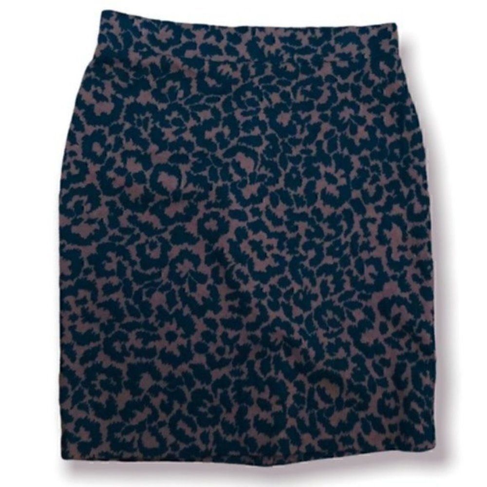 Nicole Miller Leopard Print Sweater Mini Skirt Pencil Brown M